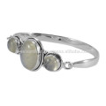 925 Sterling Silver Design Simples com Pulseira de Bracelet de Gemstone Natural Rainbow para Presente